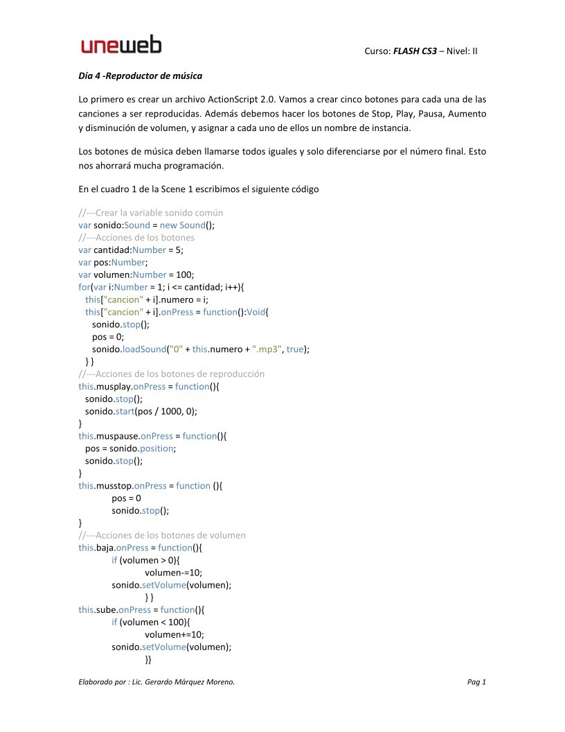 Imágen de pdf Curso Flas CS3 - Nivel II - Reproductor de música